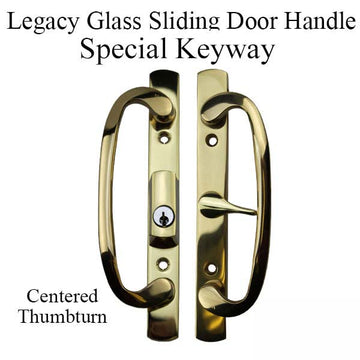 Legacy Glass Sliding Door Handle, Keyed with Centered Thumbturn